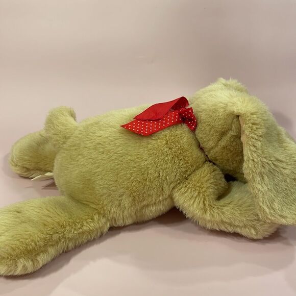 Ganz Floppy Golden Puppy Dog with Red Polka Dot Bow Ribbon Good Used Condition - Picture 6 of 9
